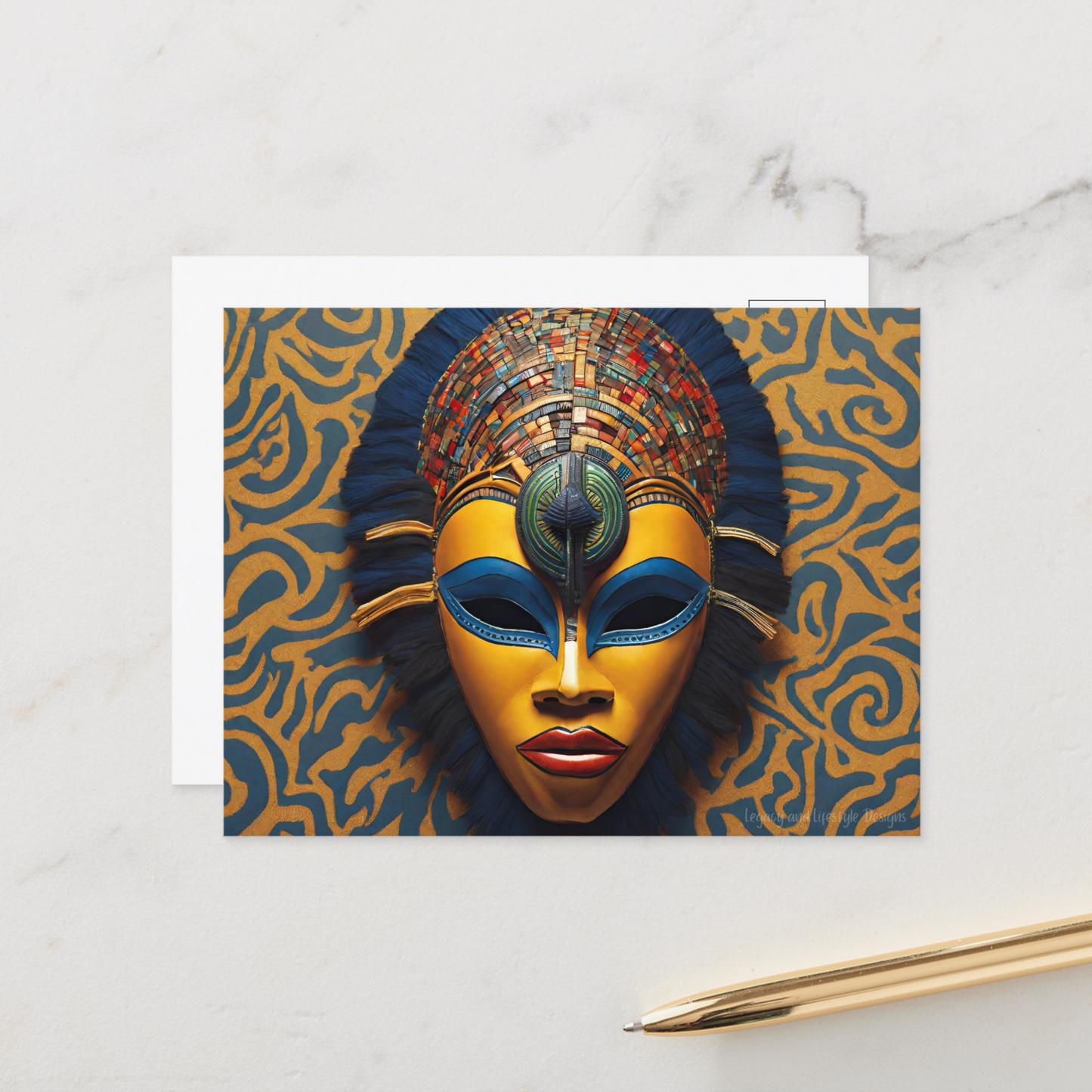 African Mask Postcard - 8ct