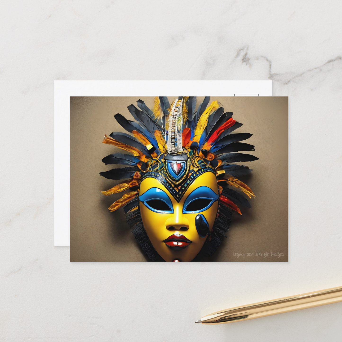 African Mask Postcard - 8ct