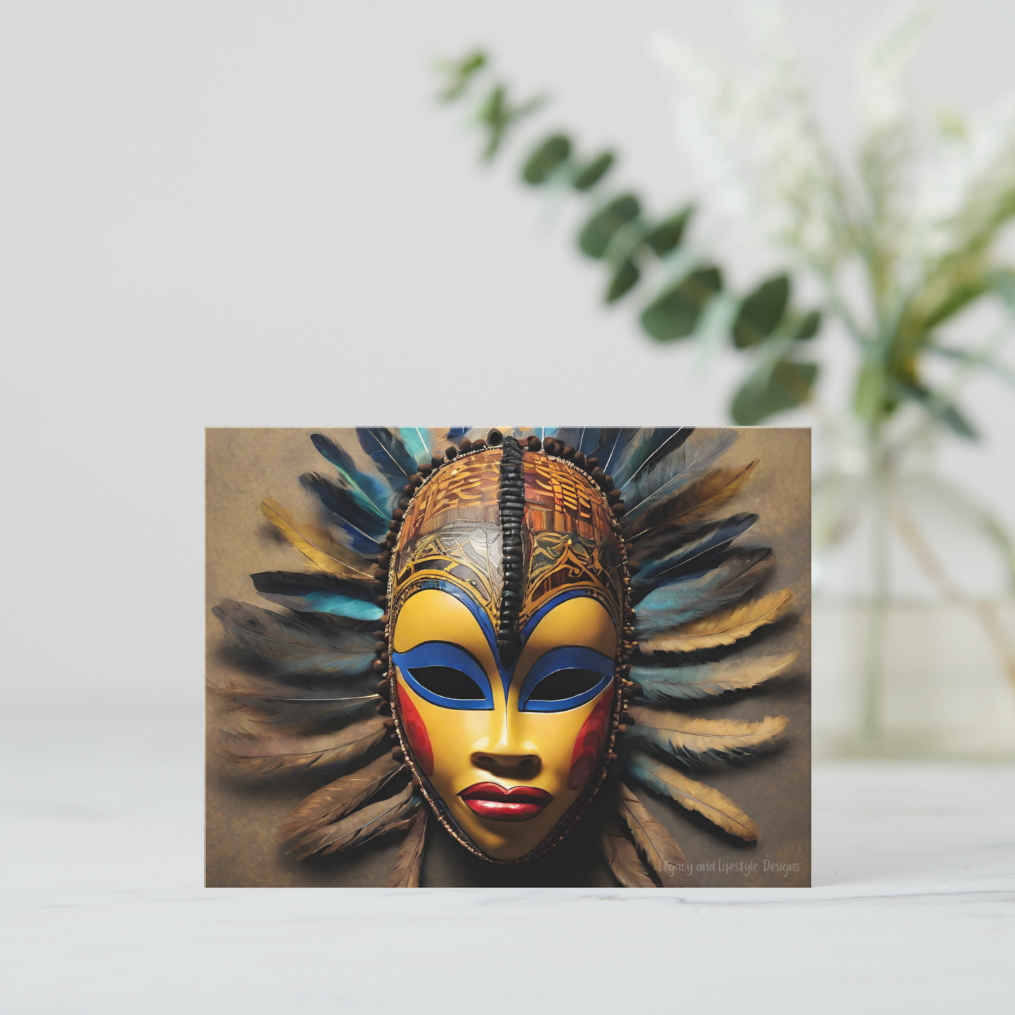 African Mask Postcard - 8ct