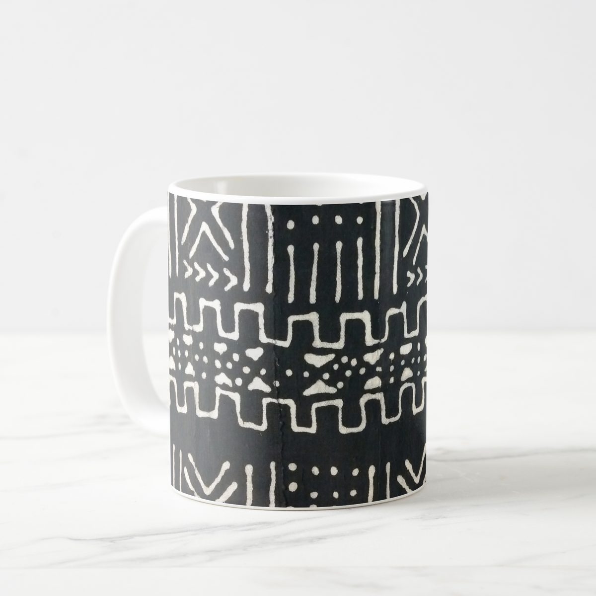 Black Mudcloth Print Classic Coffee Mug