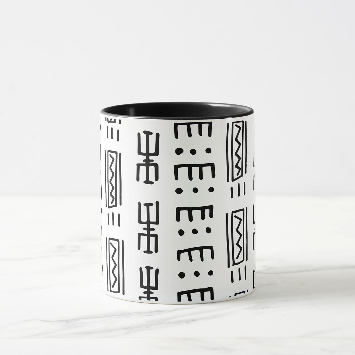 White Mudcloth Print Combo Coffee Mug