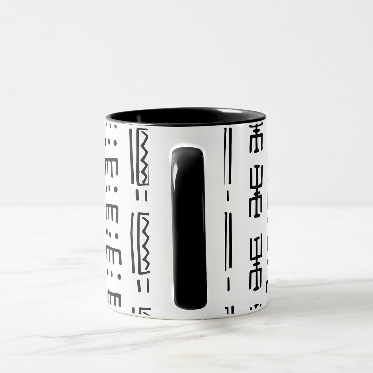 White Mudcloth Print Combo Coffee Mug